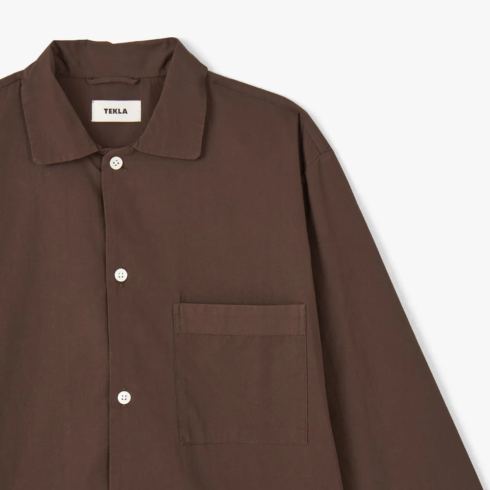 Tekla Poplin Long Sleeve Shirt / Coffee
