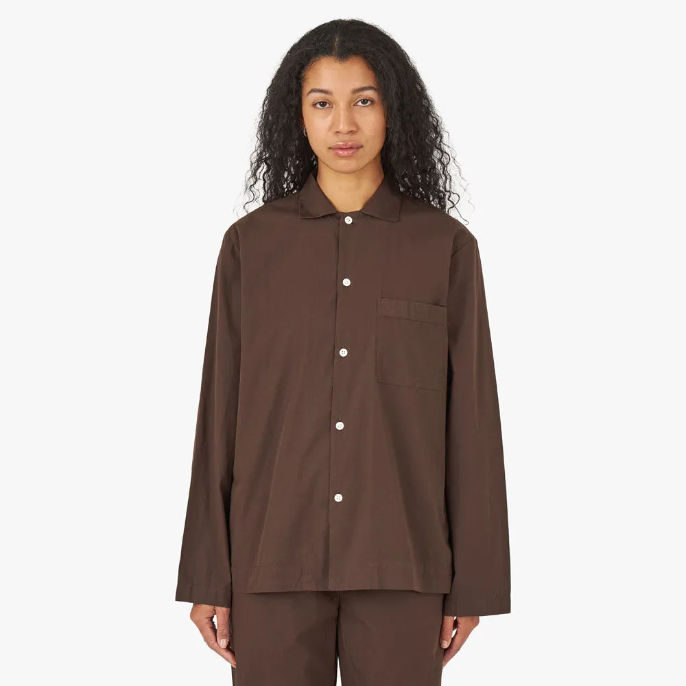 Tekla Poplin Long Sleeve Shirt / Coffee