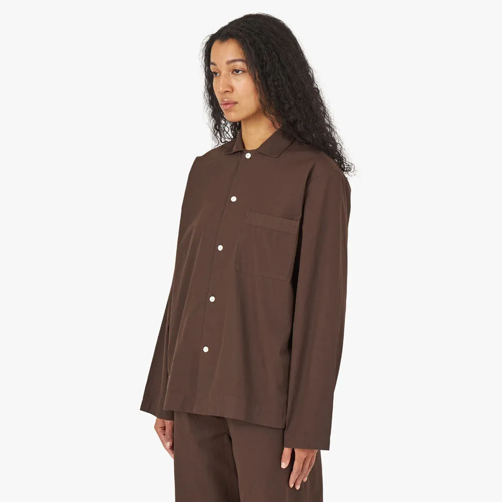 Tekla Poplin Long Sleeve Shirt / Coffee