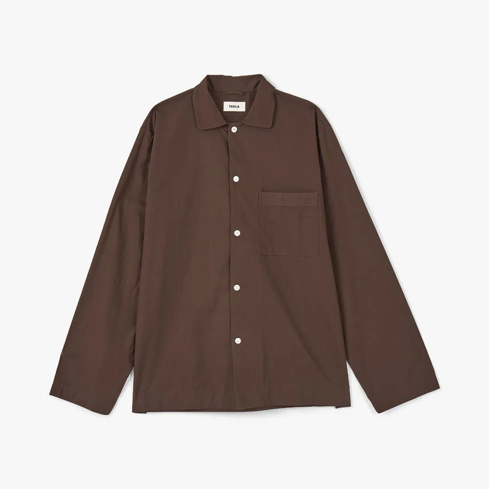 Tekla Poplin Long Sleeve Shirt / Coffee