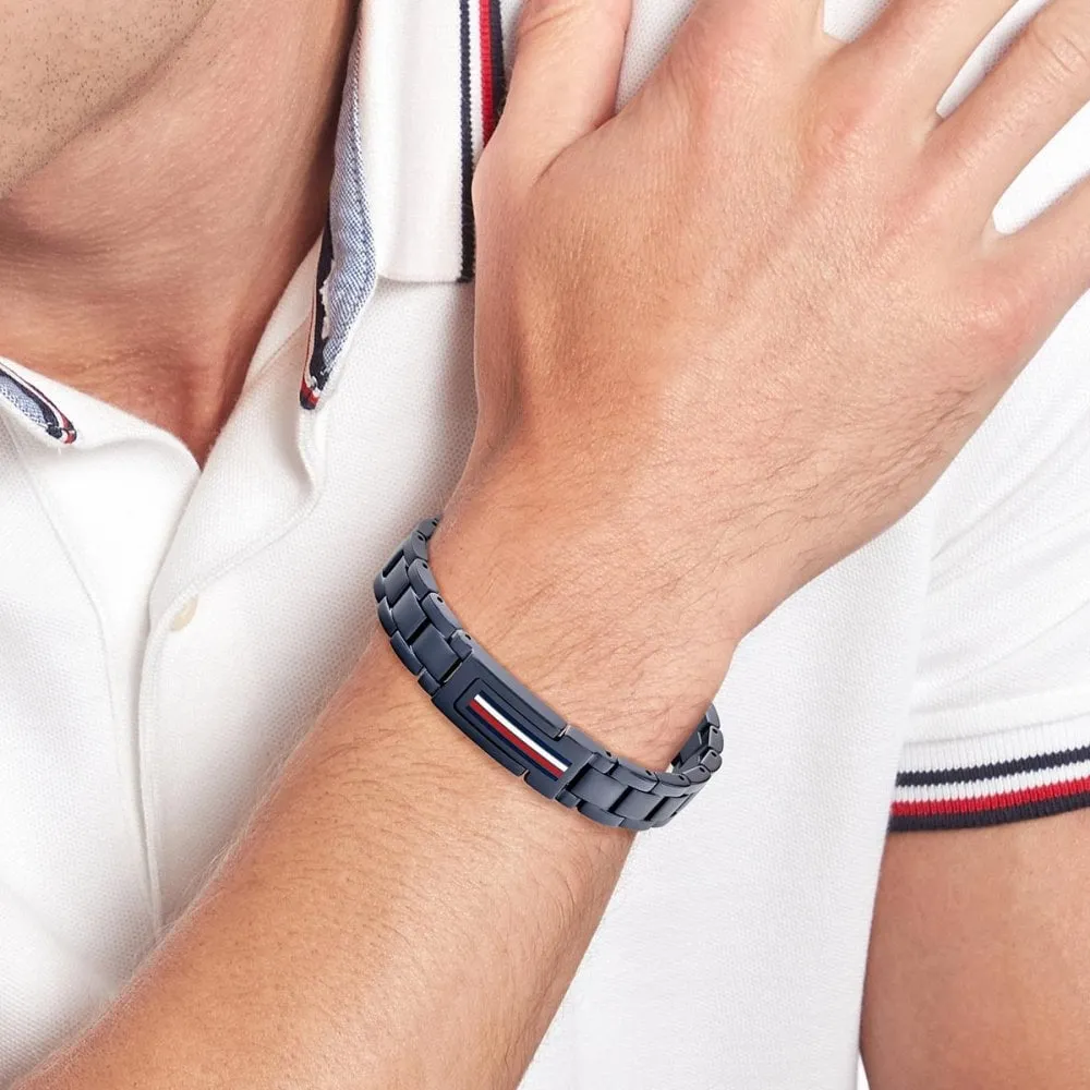 Tommy Hilfiger Mason Blue IP Stainless Steel Mens Bracelet 2790598