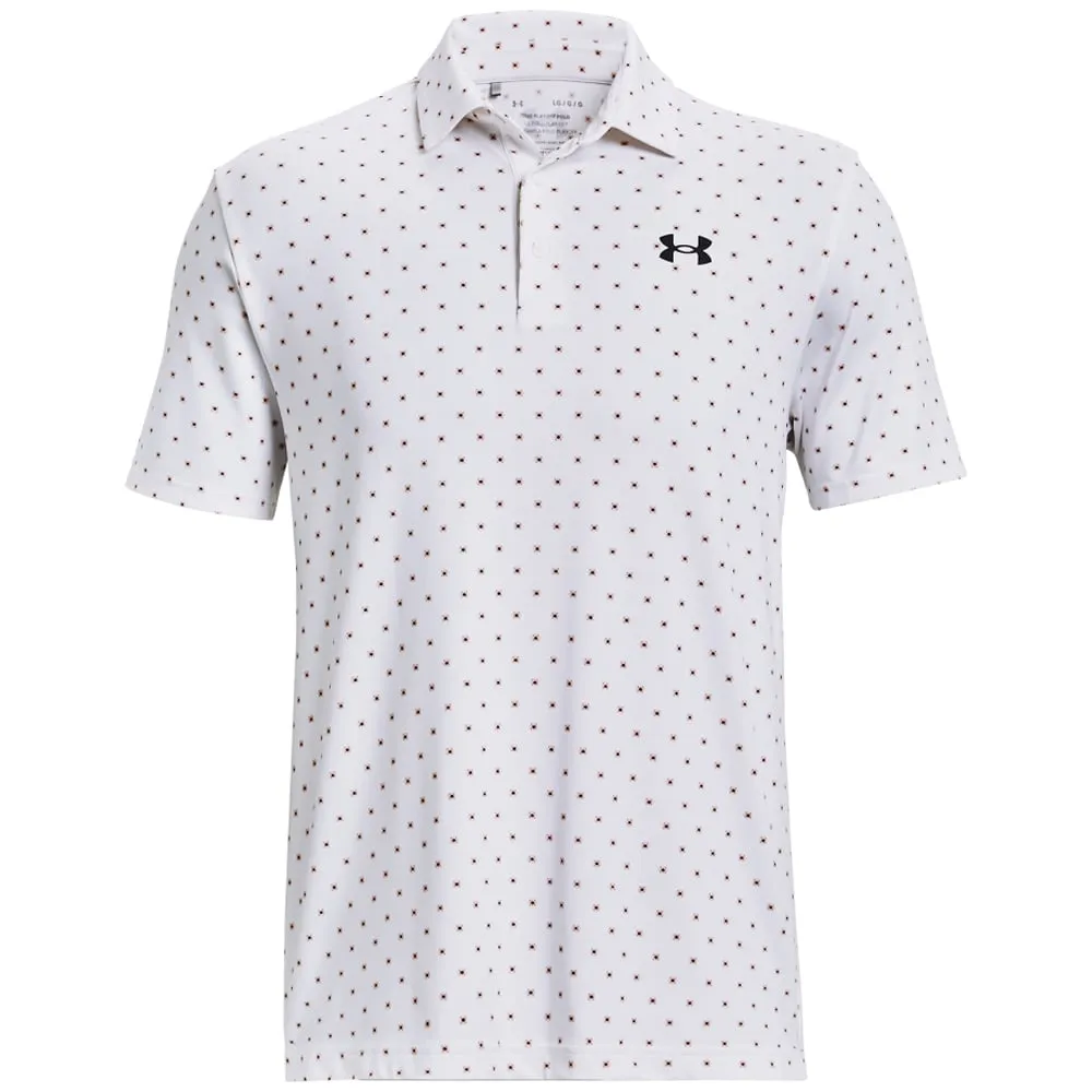 Under Armour Playoff 3.0 Printed Polo Shirt - White/Pink Fizz