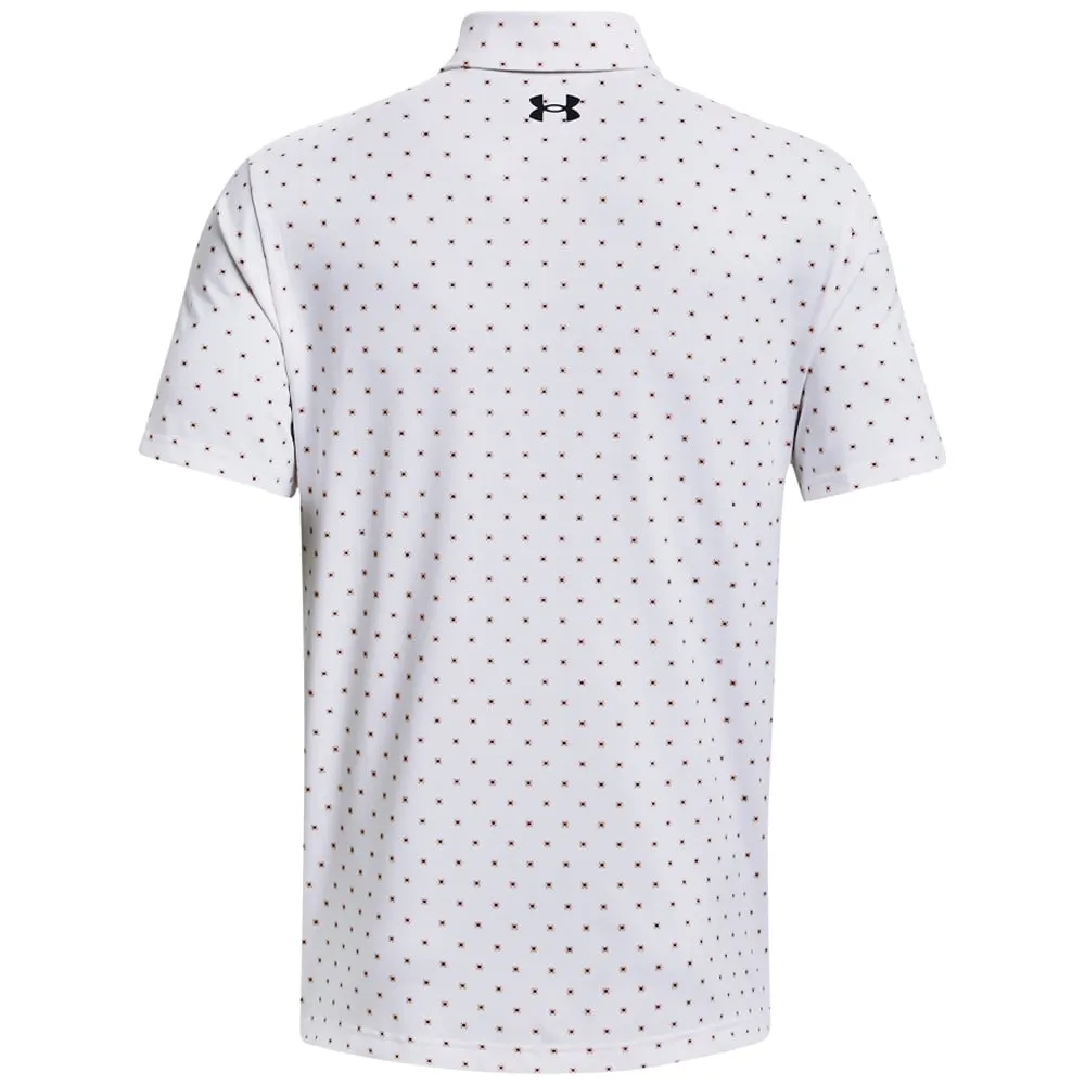 Under Armour Playoff 3.0 Printed Polo Shirt - White/Pink Fizz
