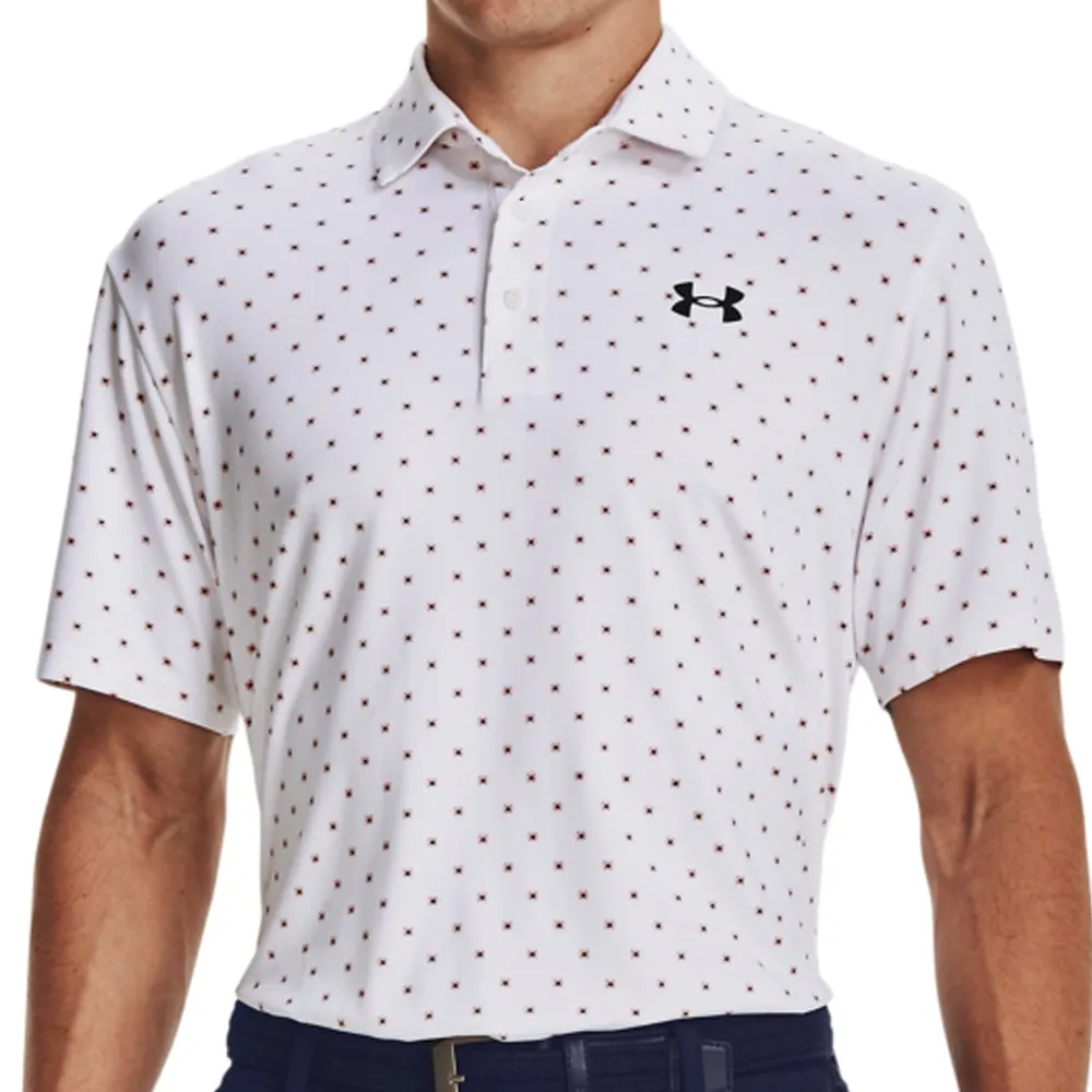 Under Armour Playoff 3.0 Printed Polo Shirt - White/Pink Fizz