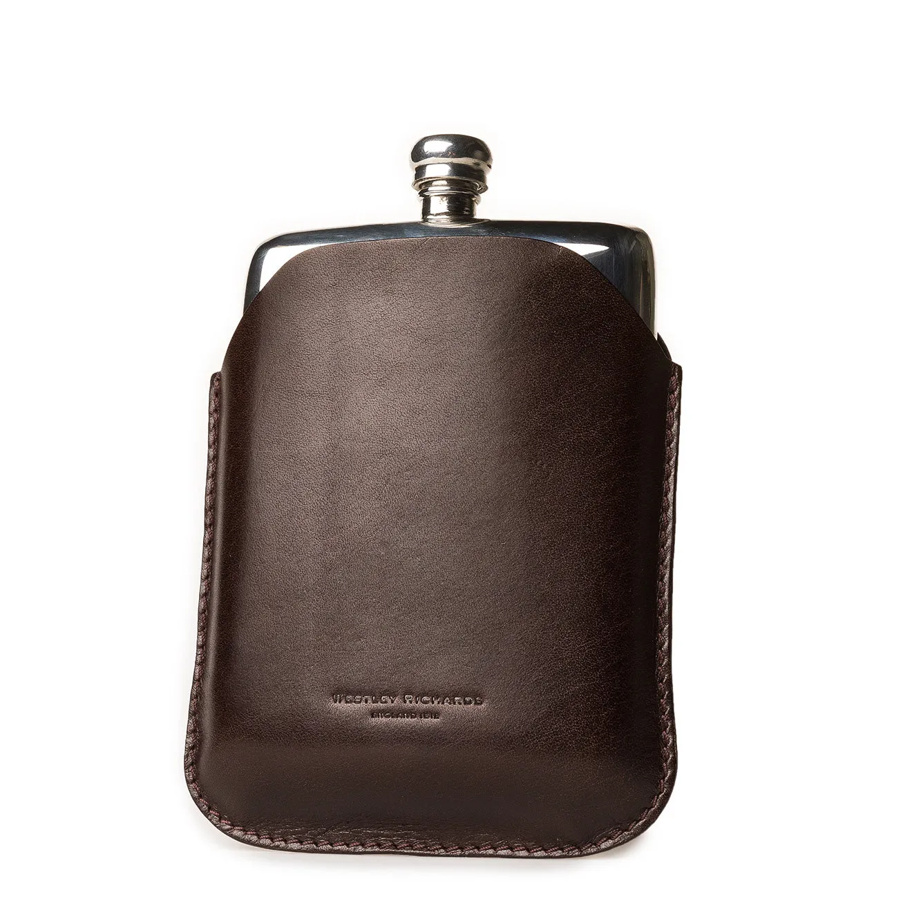 Westley Richards 8oz Hip Flask Dark Tan