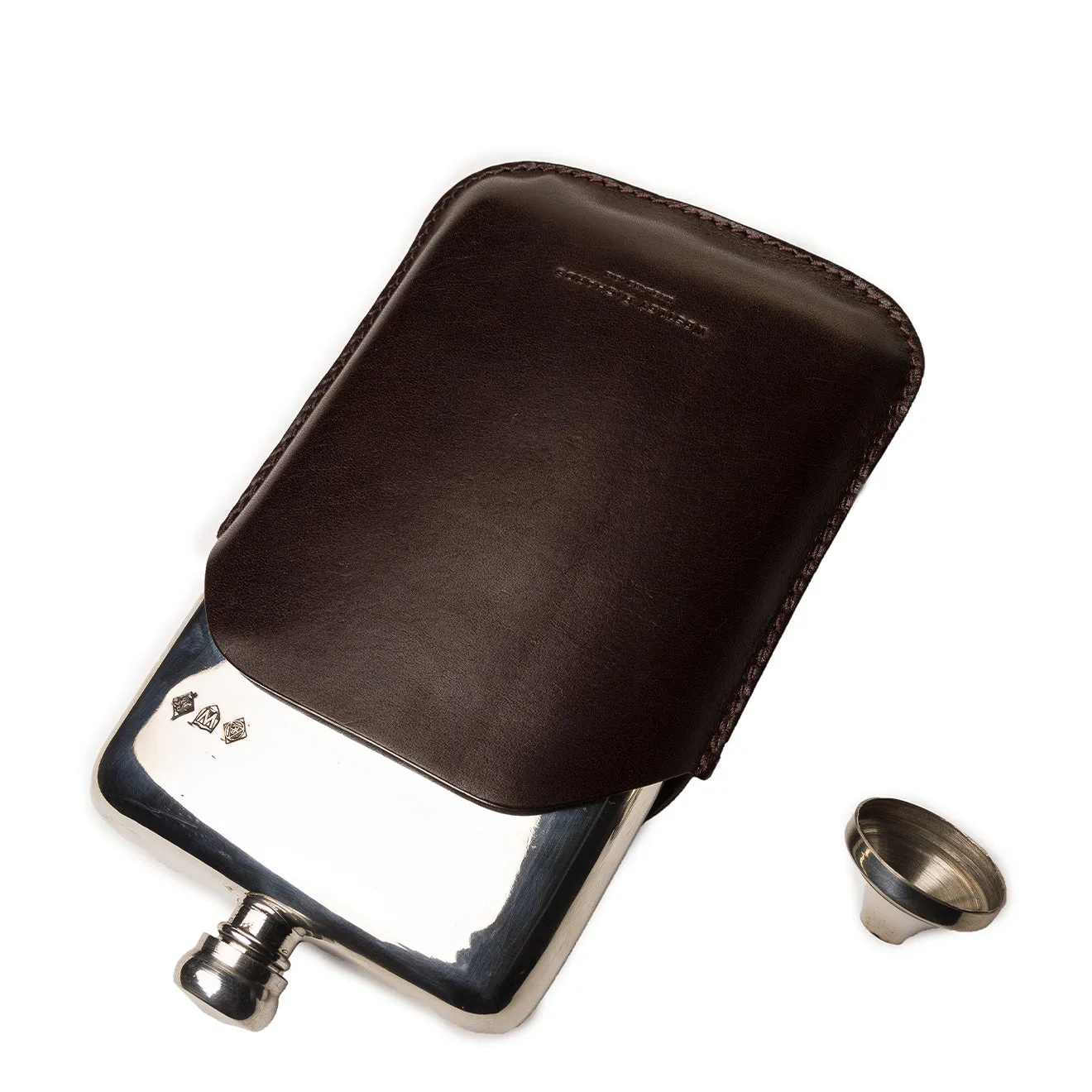 Westley Richards 8oz Hip Flask Dark Tan
