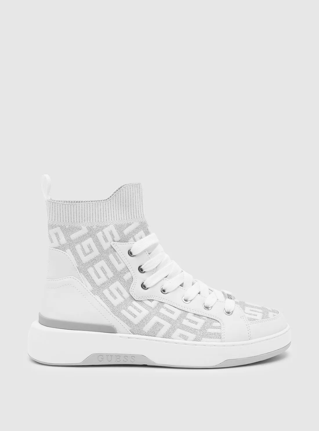 White Logo Mannen High Top Sneakers Guess