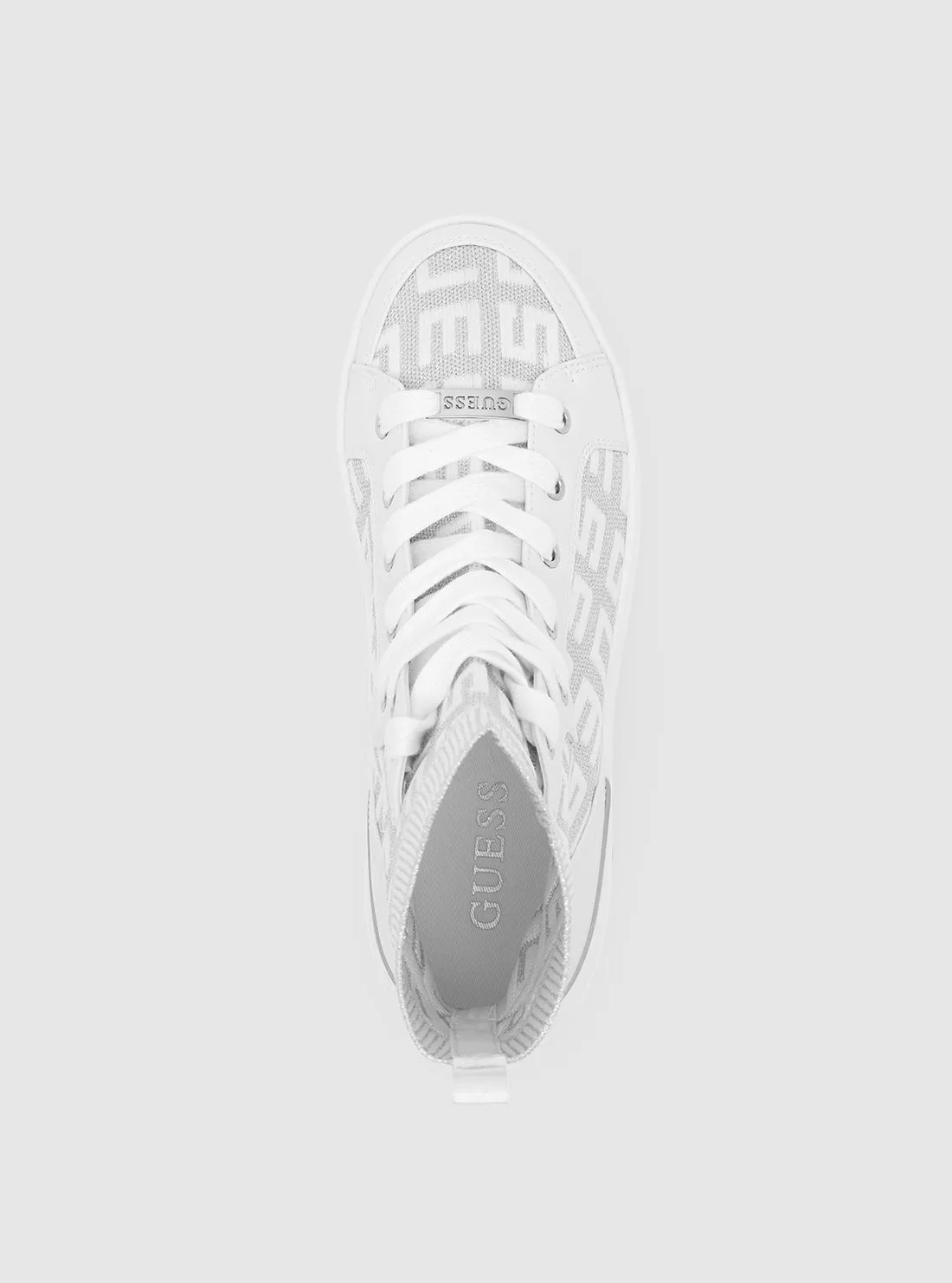 White Logo Mannen High Top Sneakers Guess