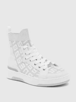 White Logo Mannen High Top Sneakers Guess