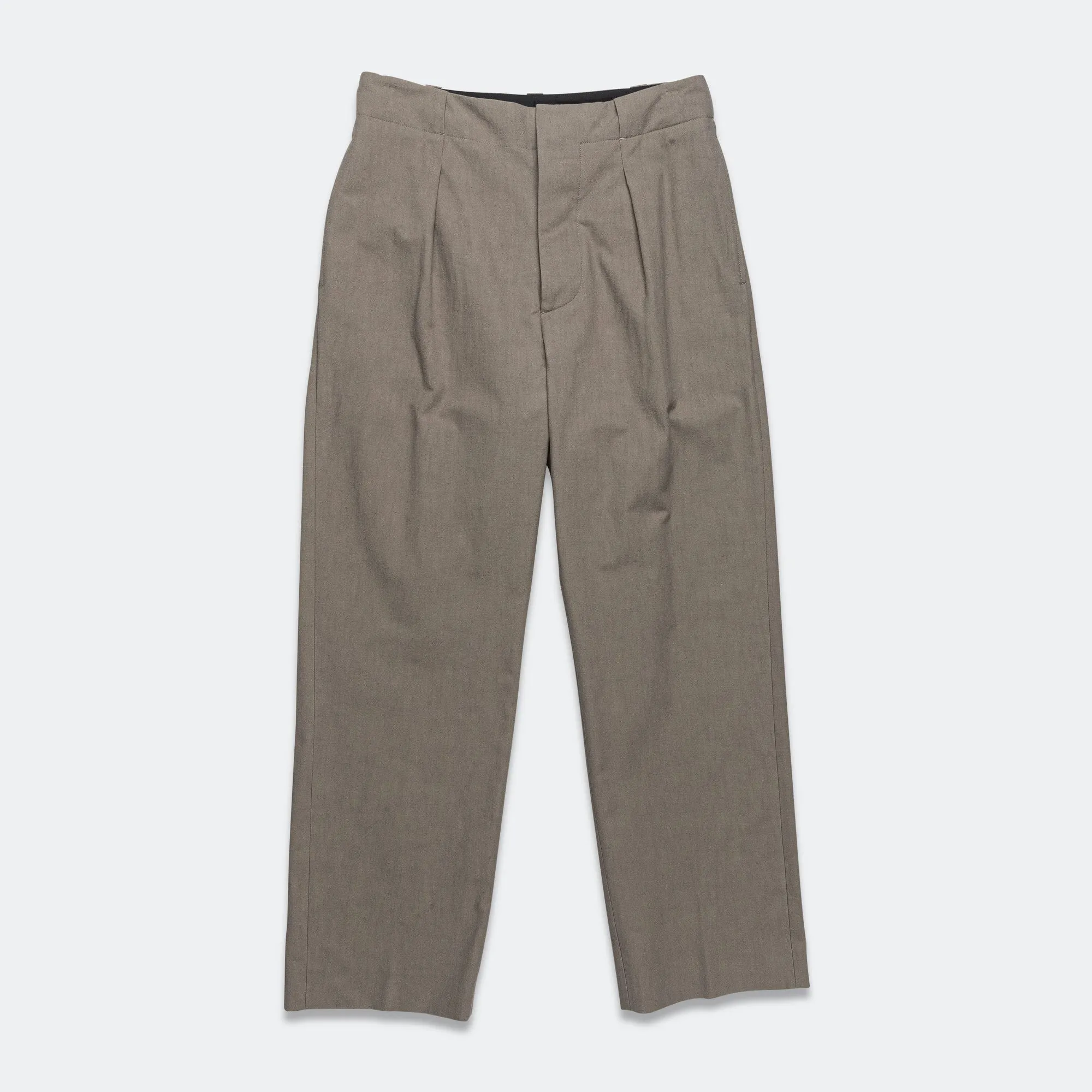 Wide Belt Loop Trouser - Dense Cotton Drill Pebble