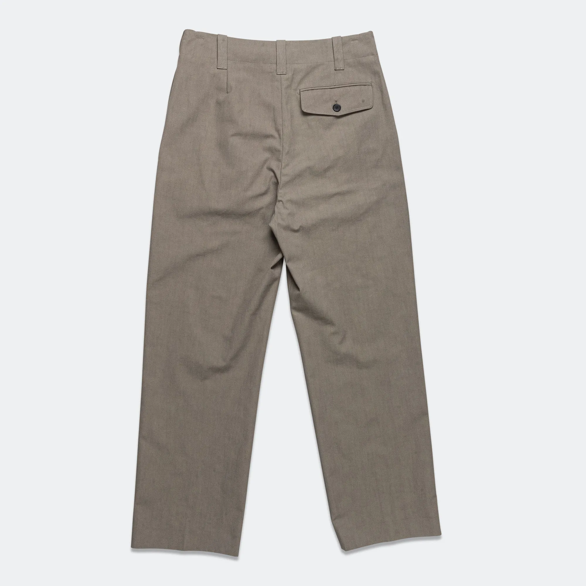 Wide Belt Loop Trouser - Dense Cotton Drill Pebble
